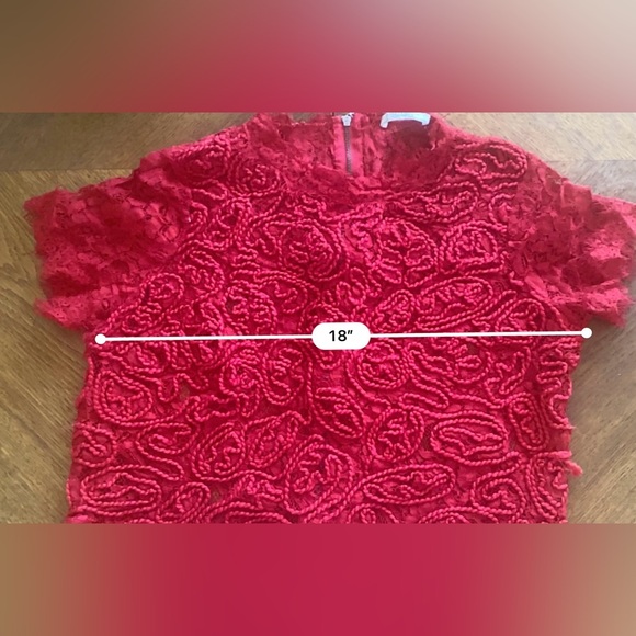 ZARA RED EMBROIDERY LACE TOP LARGE - Picture 5 of 5